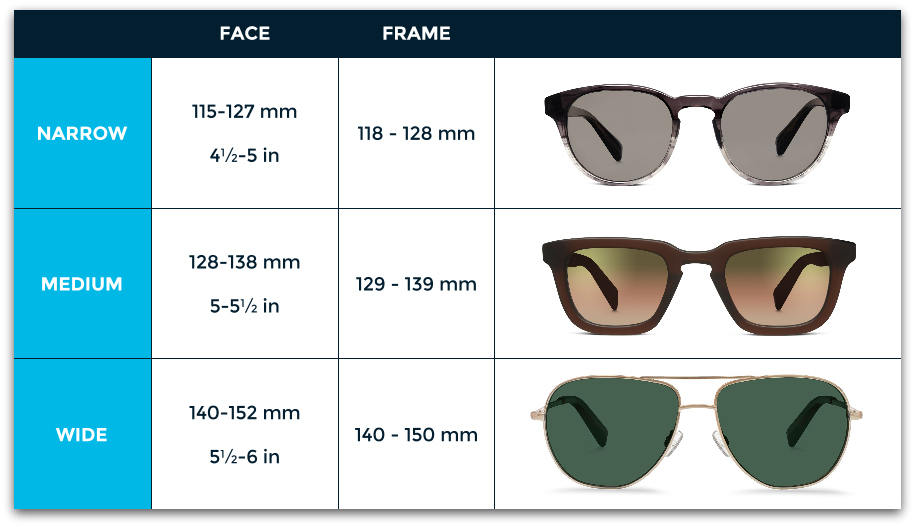Sunglasses Size Chart Mm