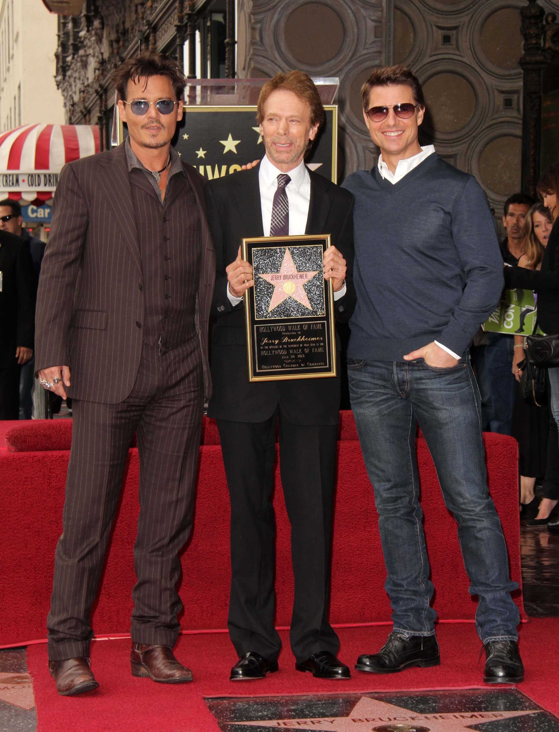 Johnny Depp Jerry Bruckheimer Tom Cruise on the Hollywood Walk of Fame