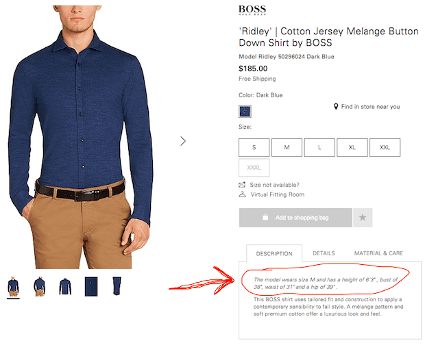BOSS medium shirt model