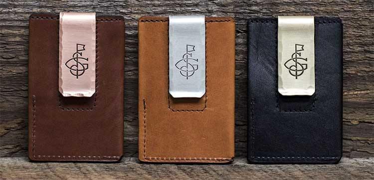 Three leather wallets