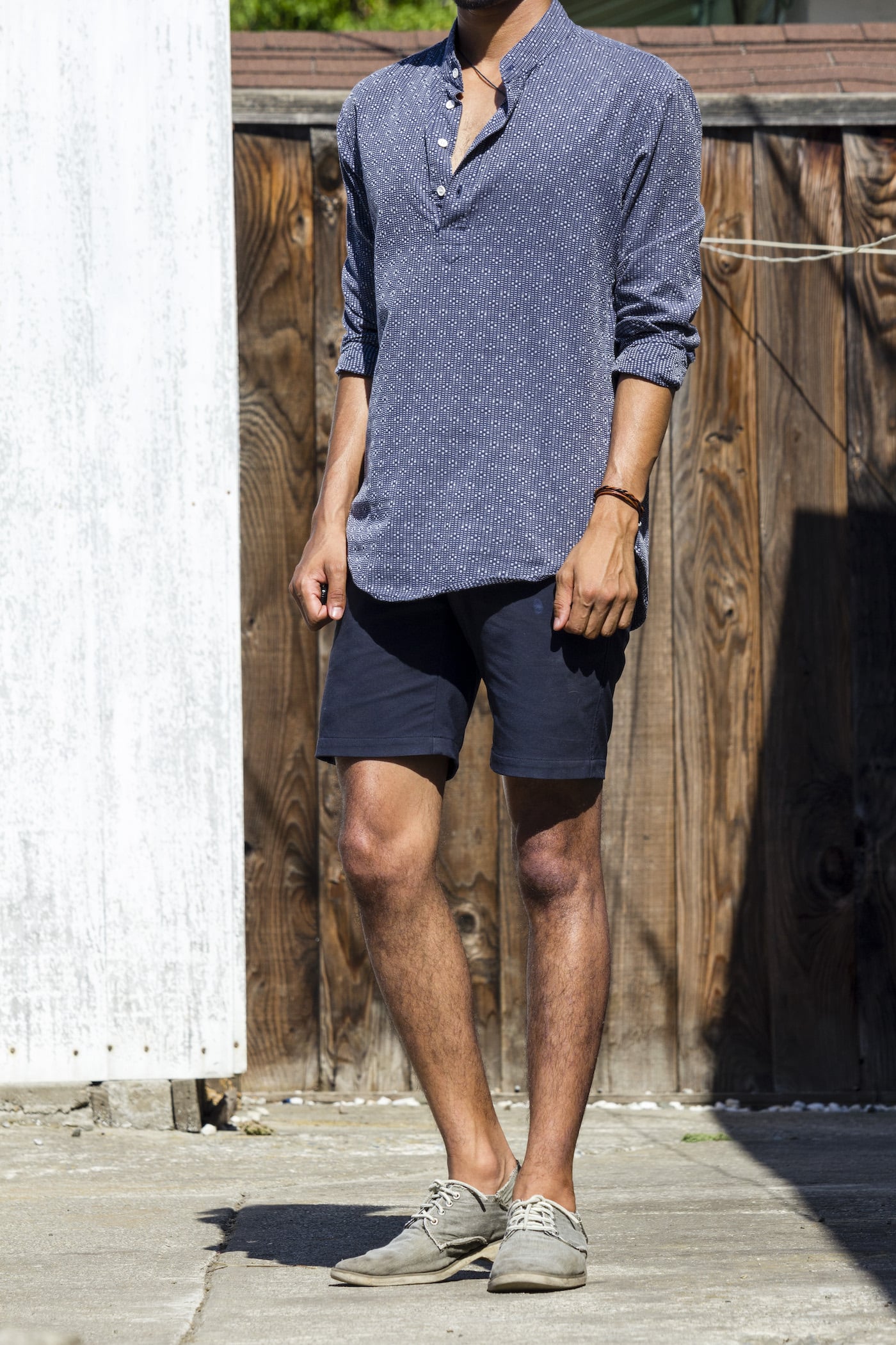 Blue shorts with popover shirt