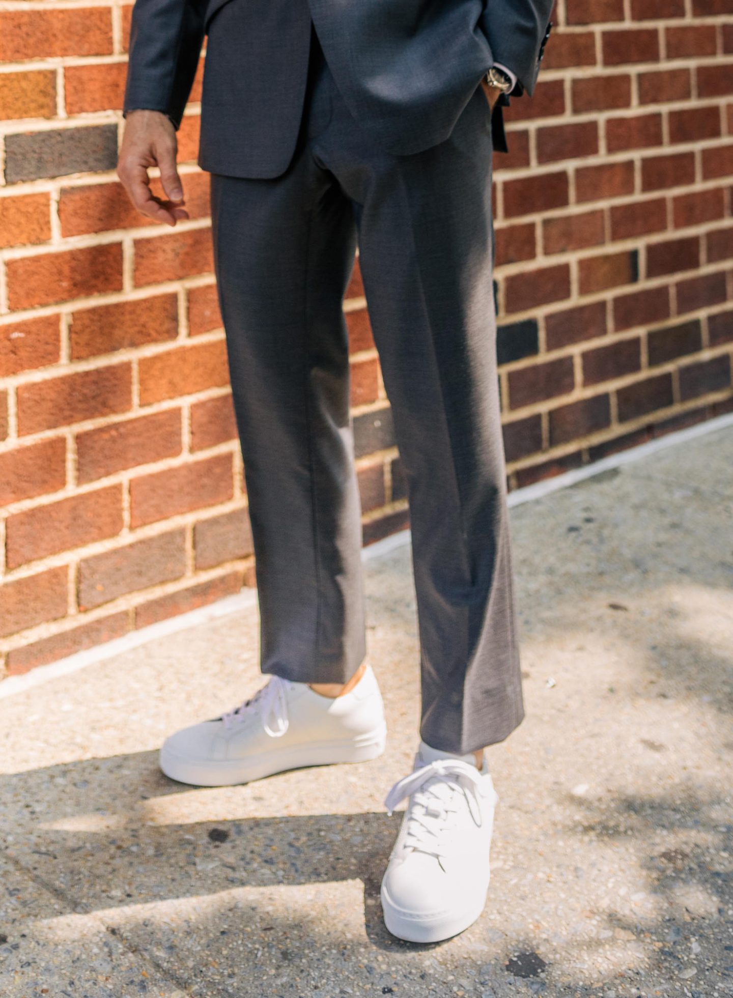 Grey Suit & White Sneakers - The Modest Man