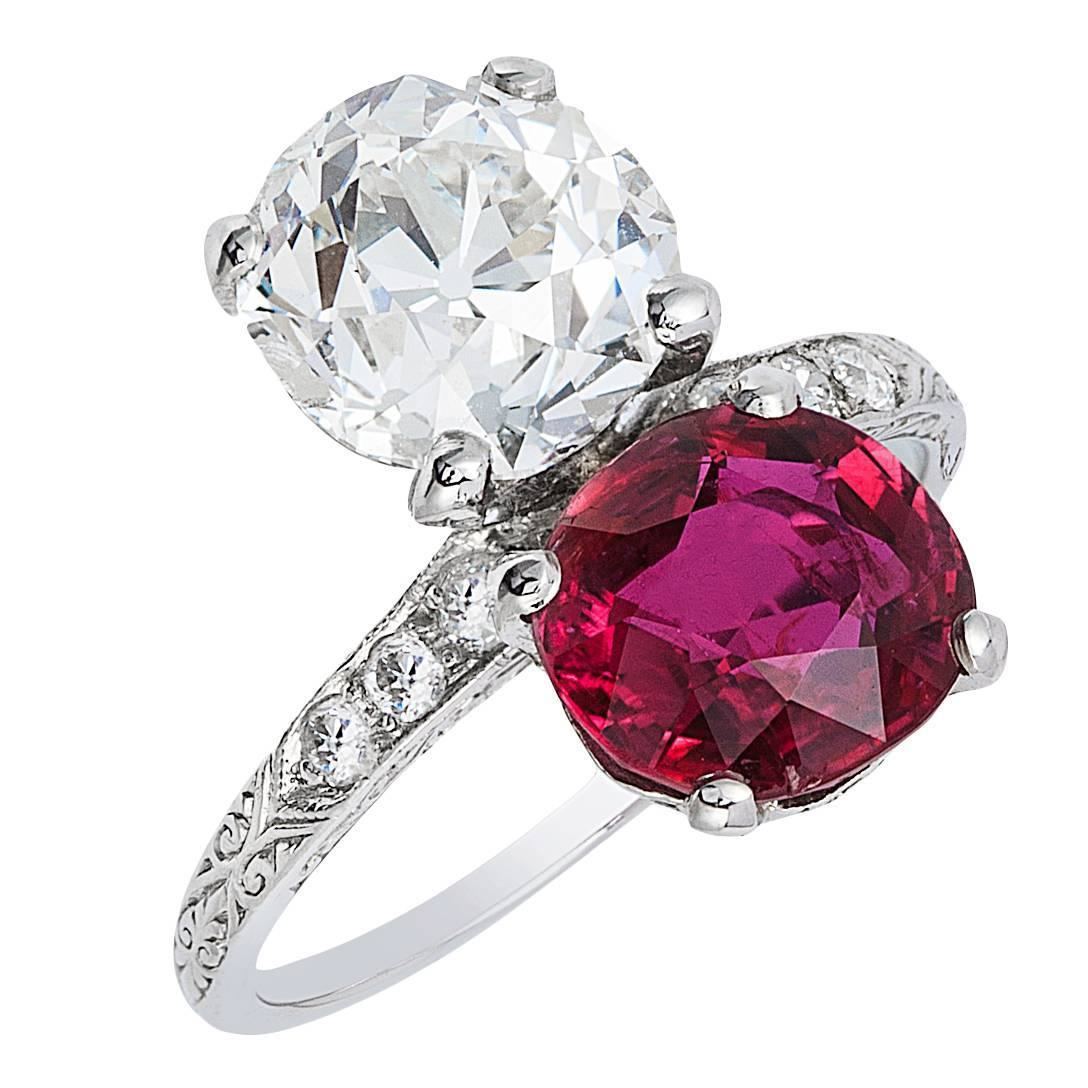 Ruby diamond engagement ring