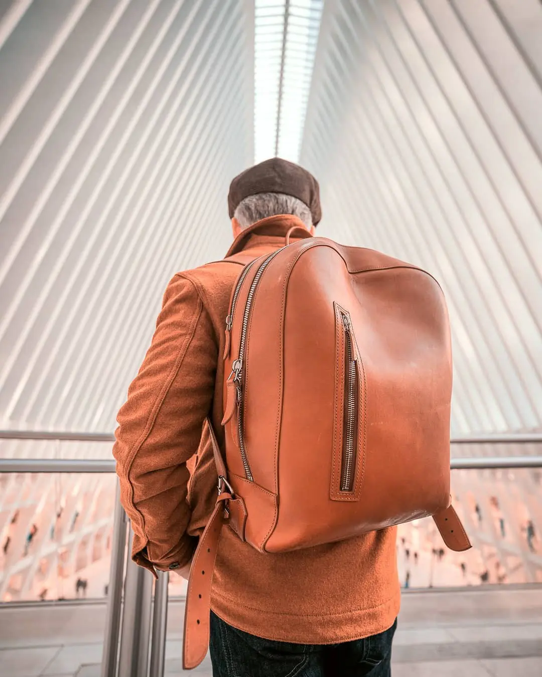 Rugged leather backpack