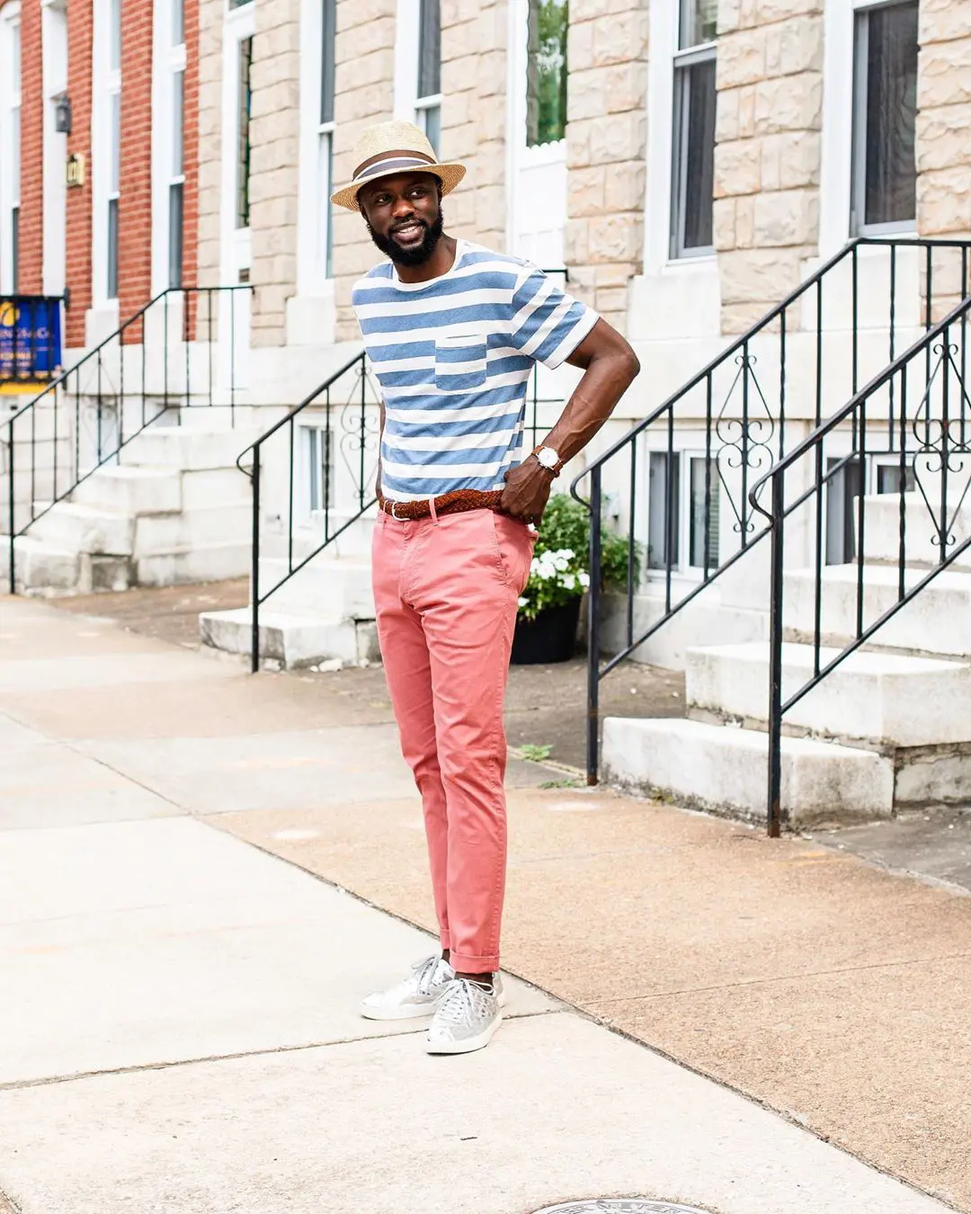 Striped pocket t-shirt with chinos