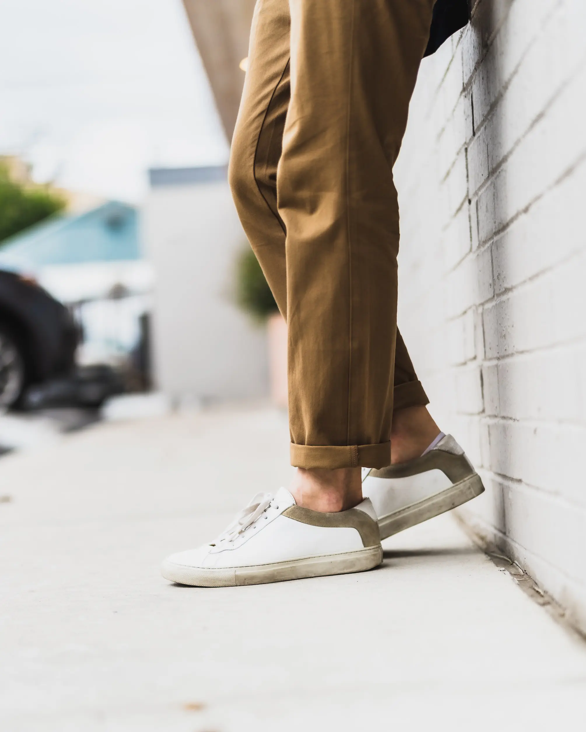 Chinos and white sneakers