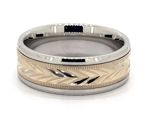 James Allen carved platinum two-toned ring