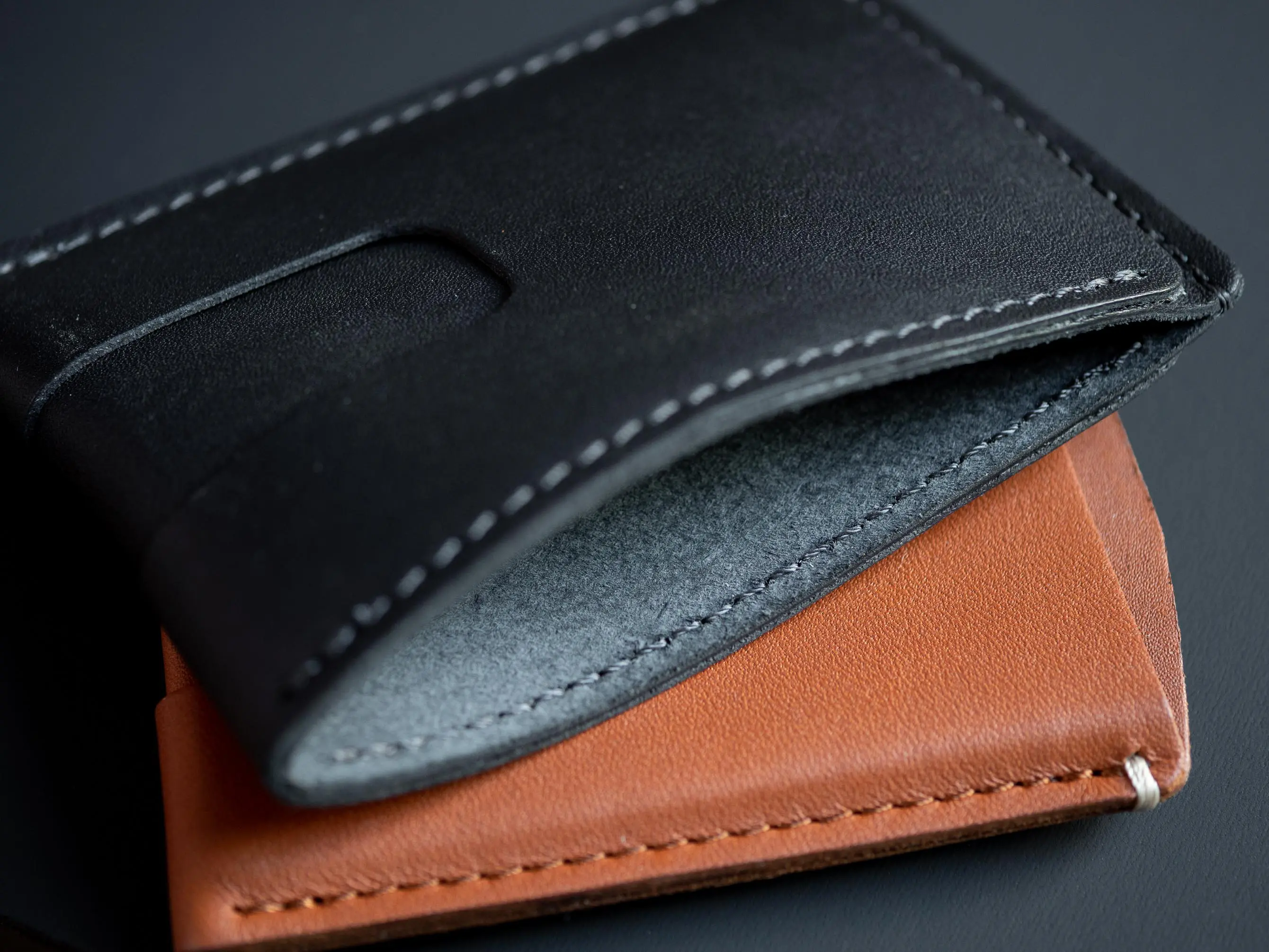 Black and brown calfskin leather