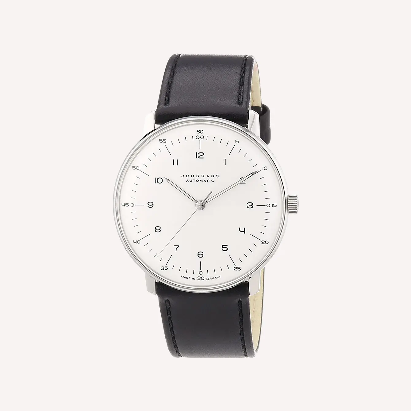 Junghans Max Bill Automatic Mens Watch 38mm Analog White Face Classic Watch with Luminous Hands