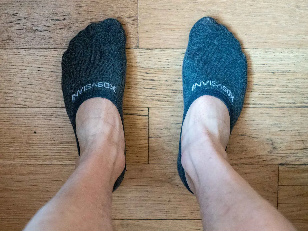 grey Invisasox on feet