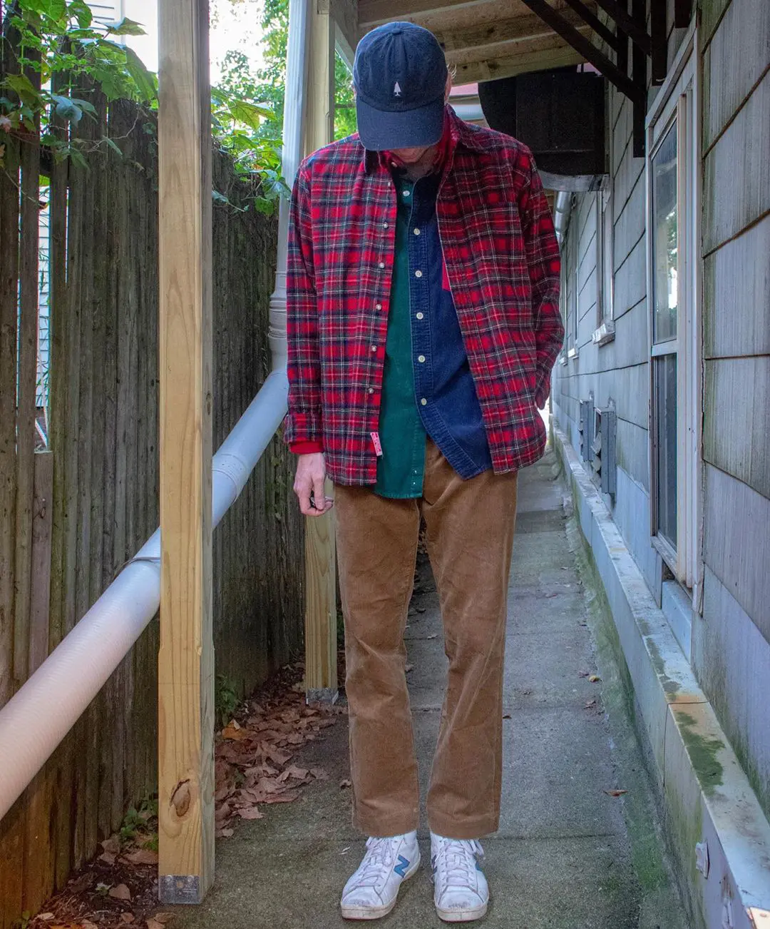 flannel shirt with baseball cap
