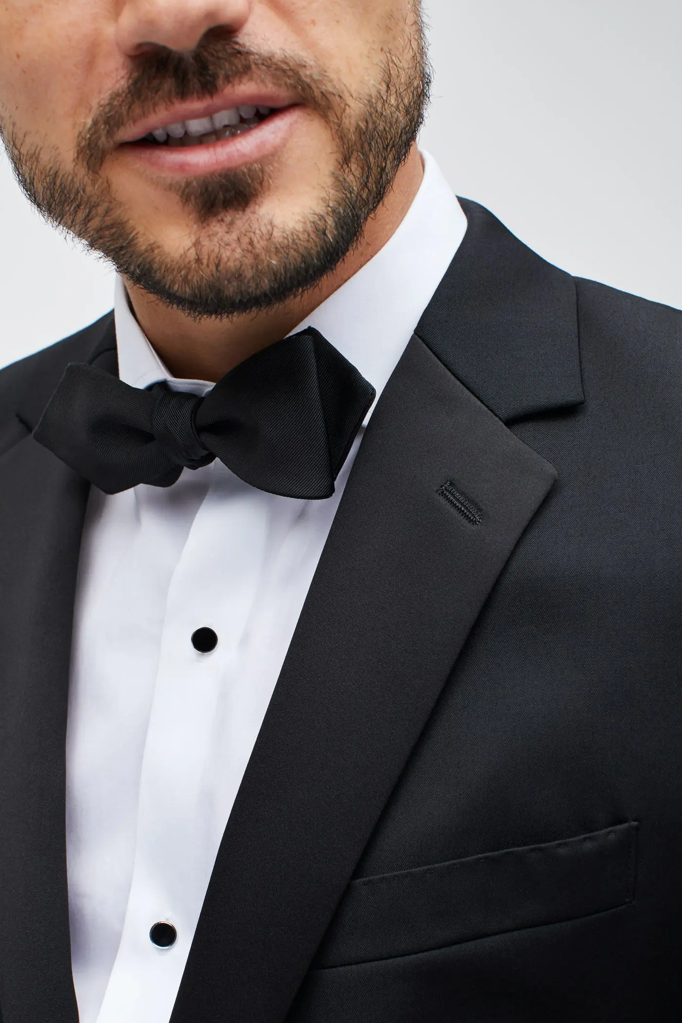 tuxedo with notch lapels close up