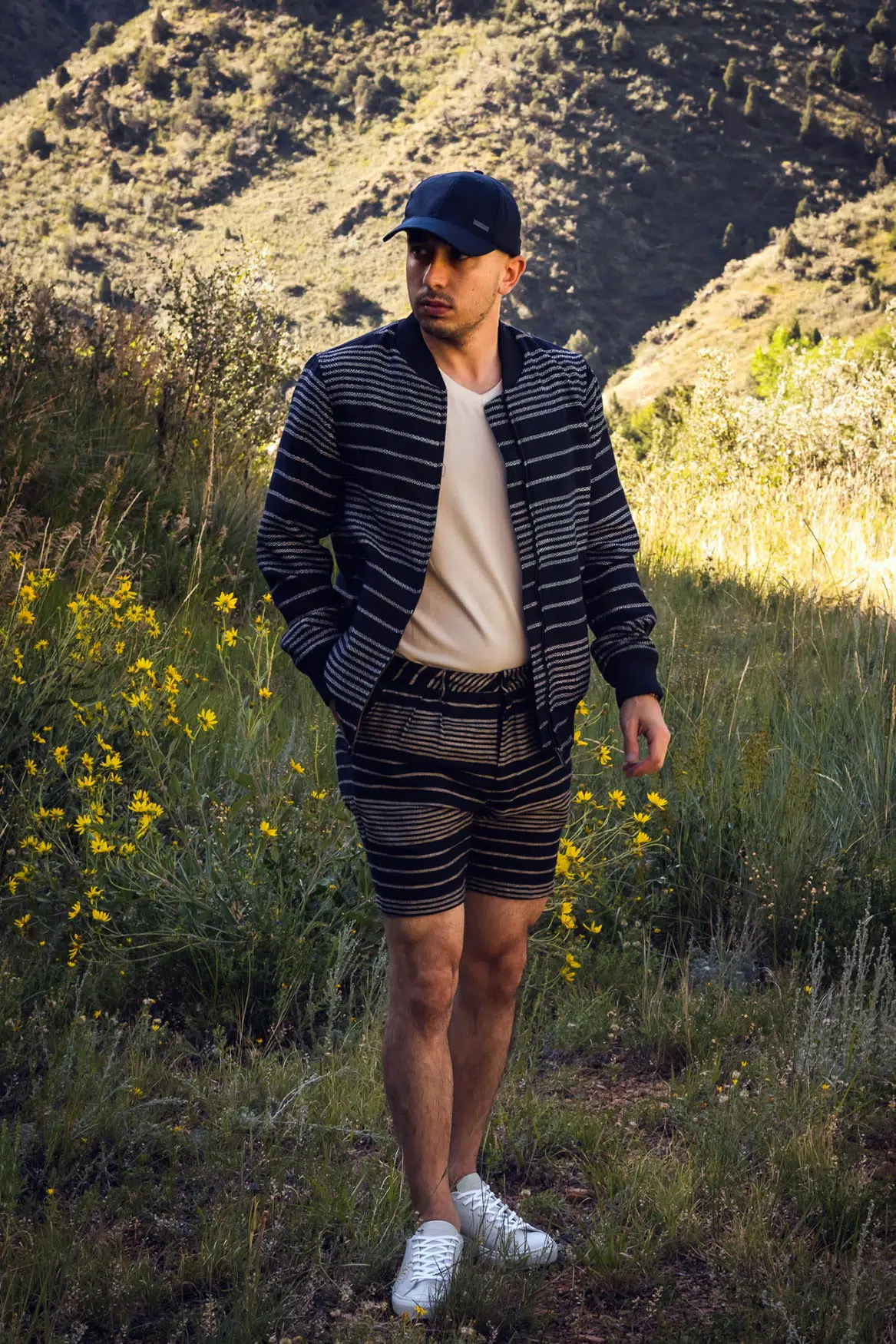 14 Casual Outfit David Wearing Striped Matching Set
