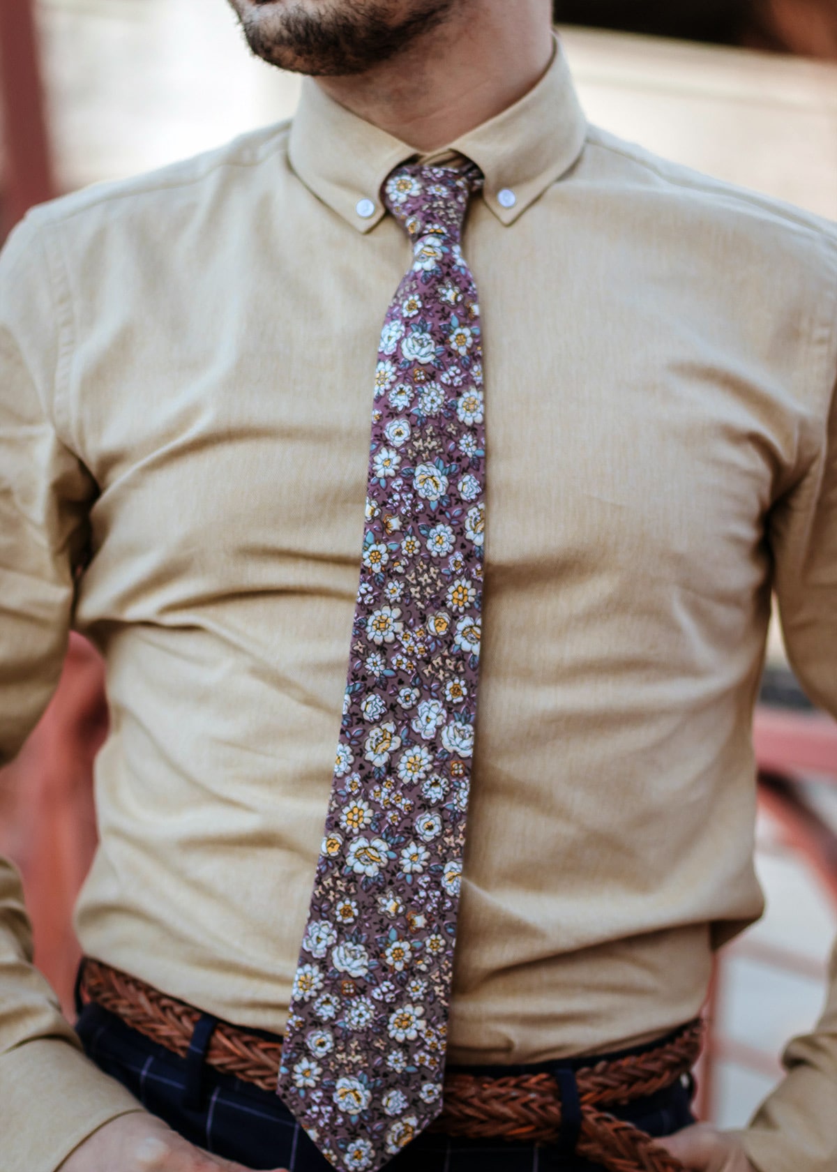 David wearing a floral tie