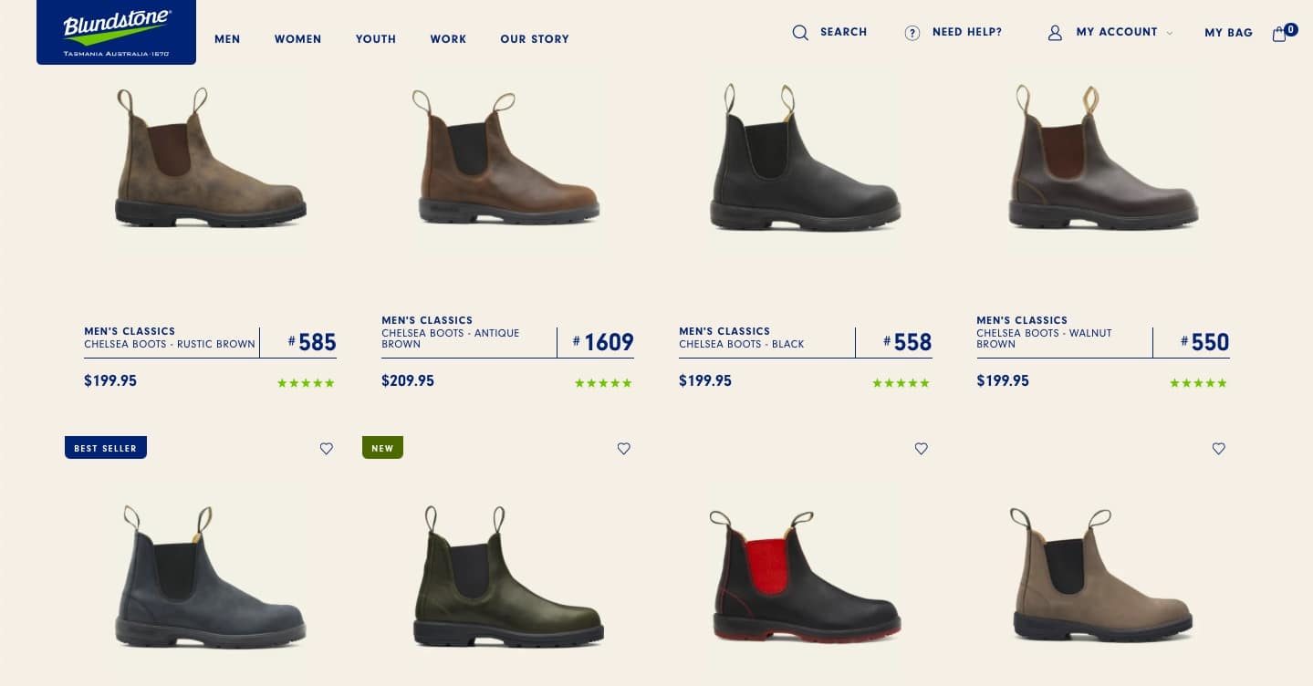 Blundstone classic 550s color options
