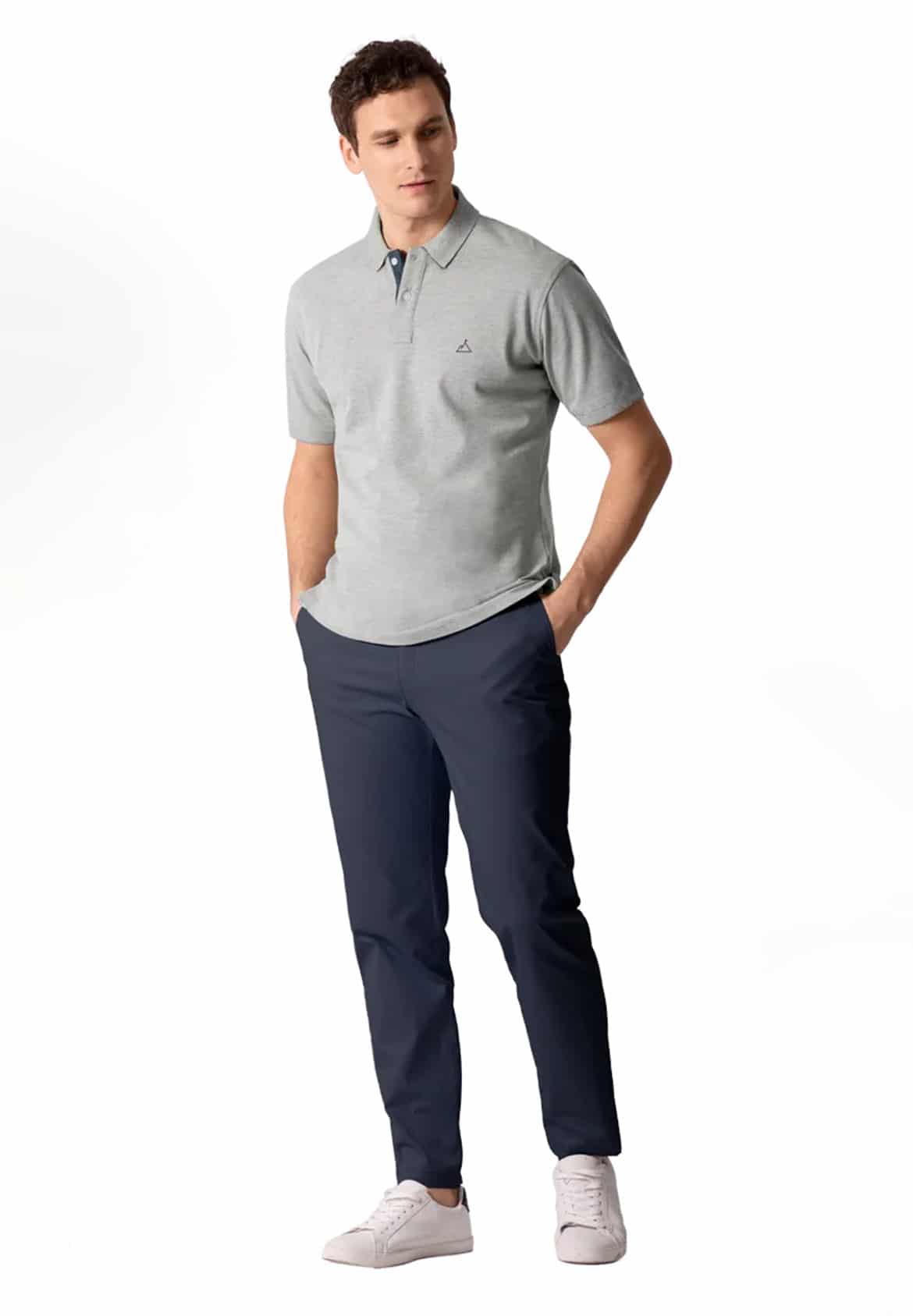 Hockerty Grey short sleeved slim fit Polo shirt