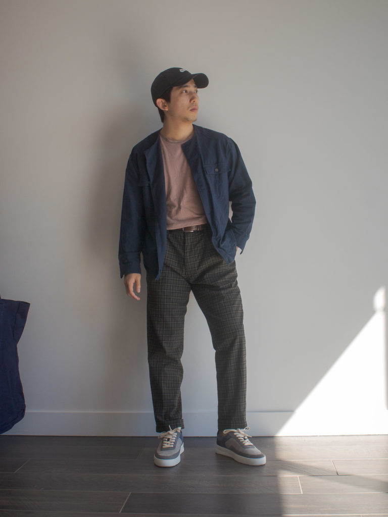Checked trousers with sneakers