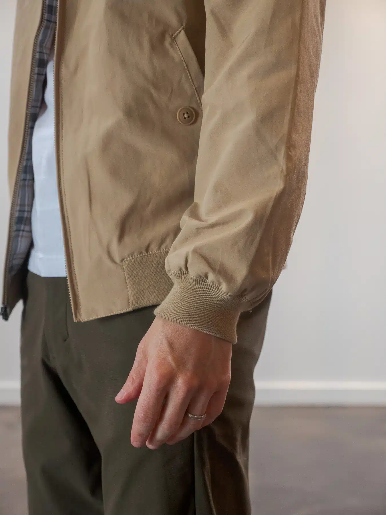 Harrington jacket cuffed sleeve
