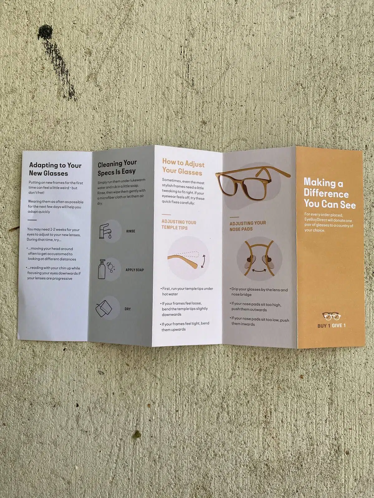 EyeBuyDirect information booklet
