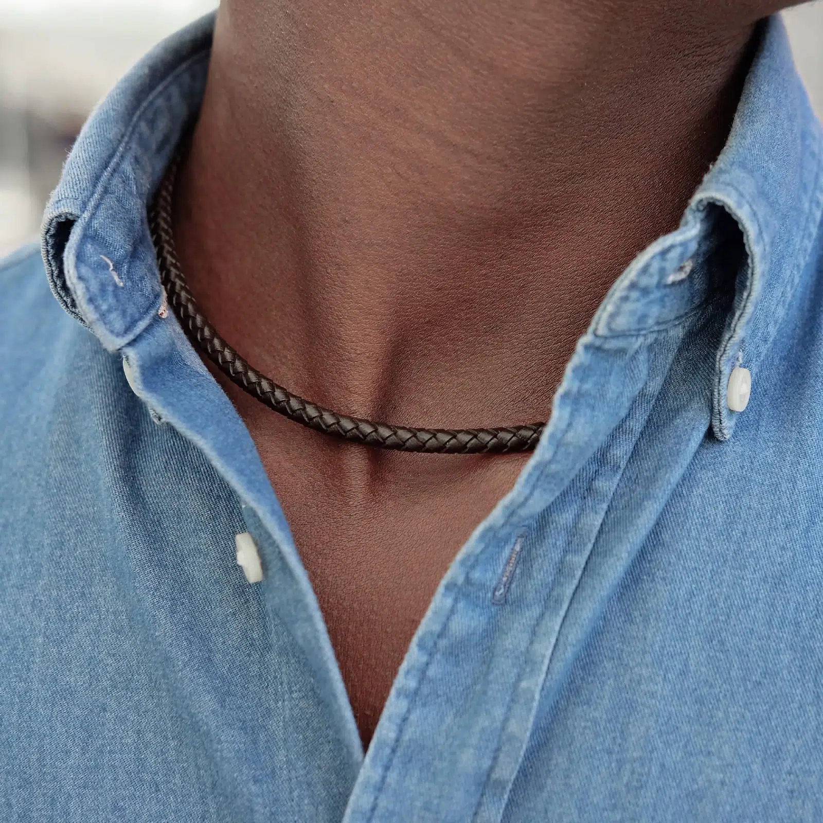 Collin Rower Woven Leather Necklace