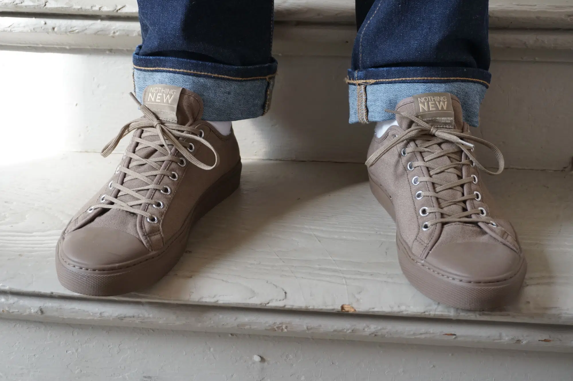 Nothing New taupe canvas low tops