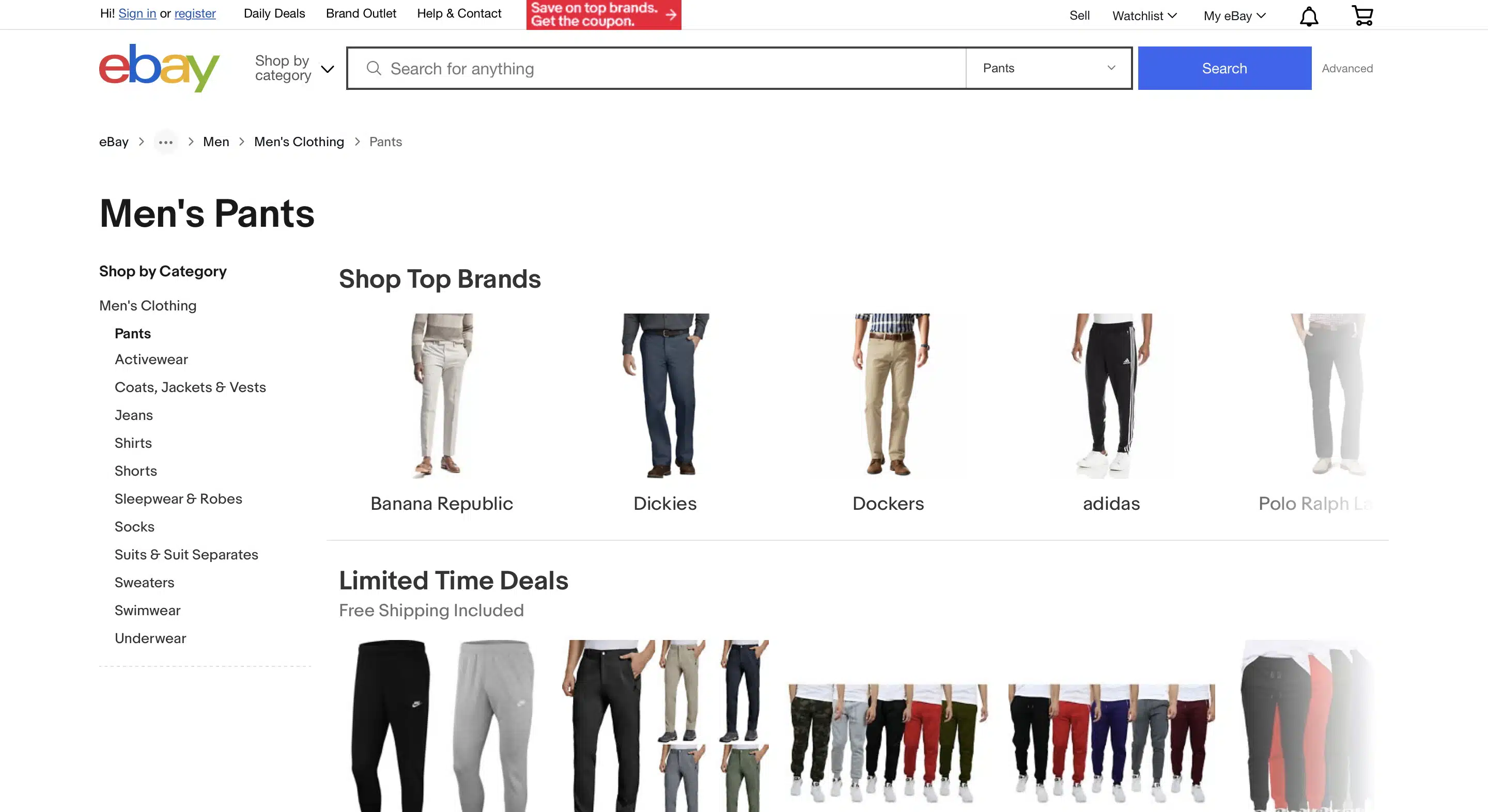 eBay mens pants