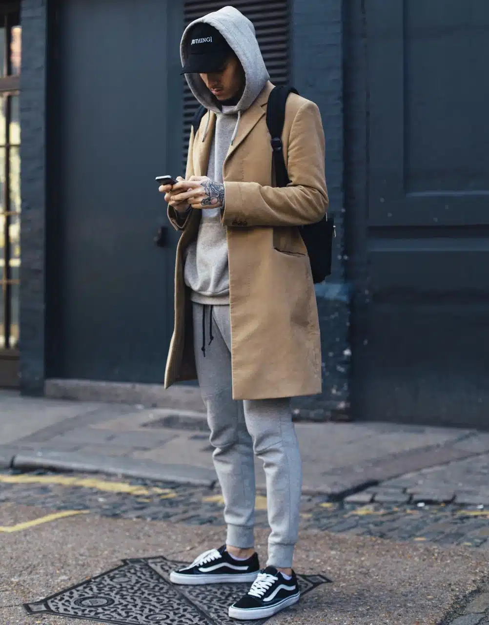 Overcoat With Joggers and Hoodie