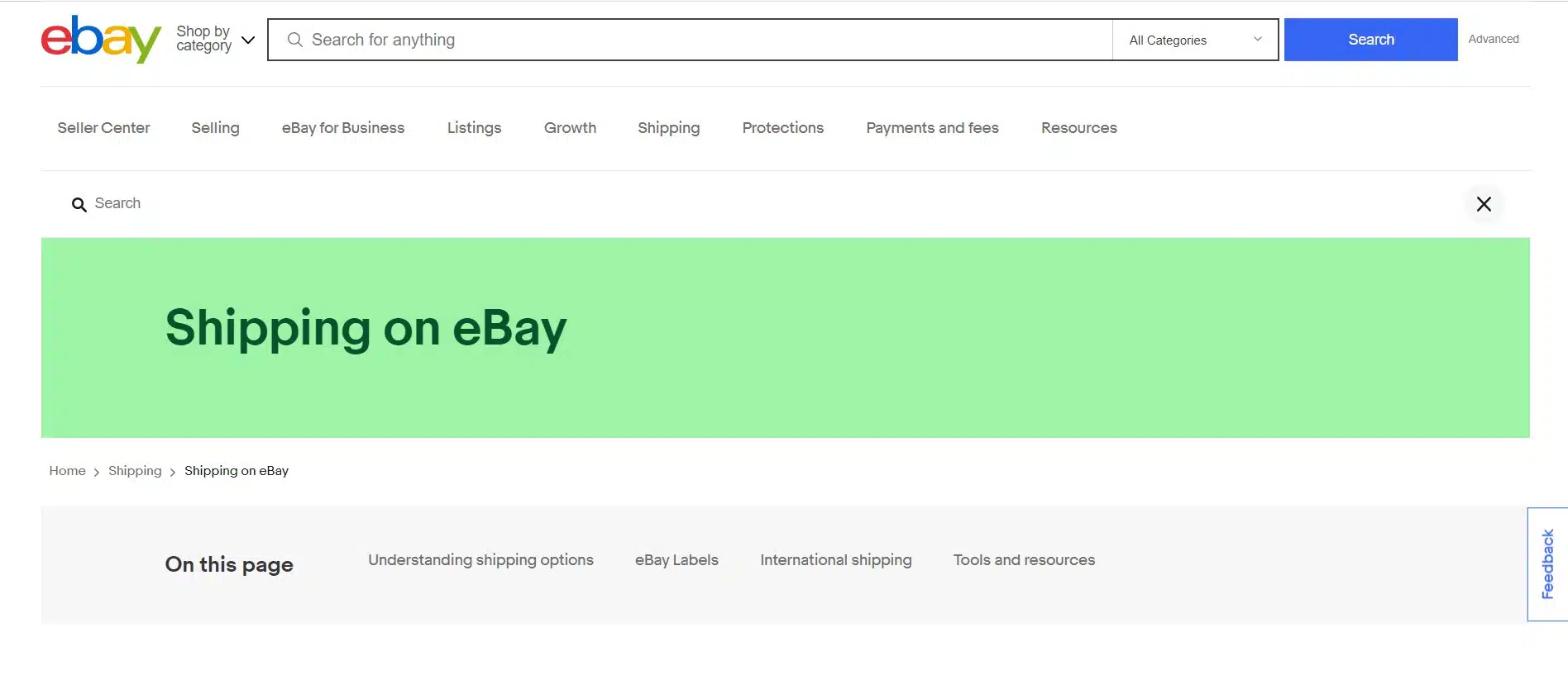 ebay shipping info