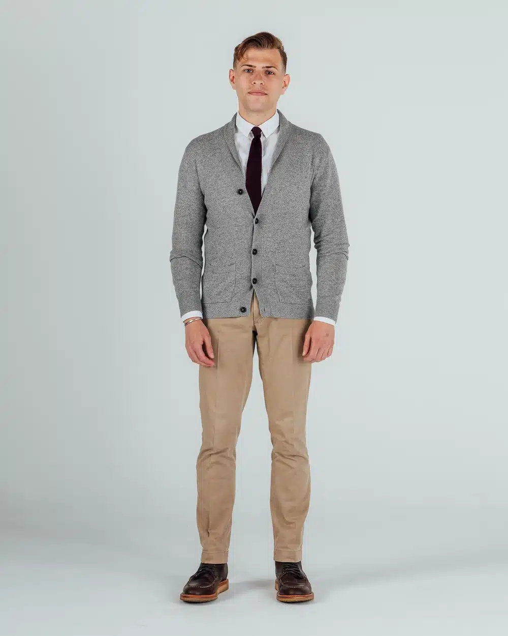 Cardigan Over Shirt and Tie