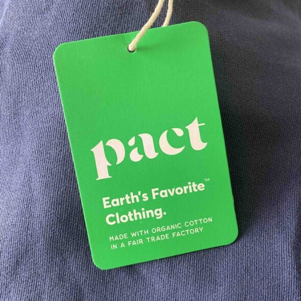 Pact clothing tag