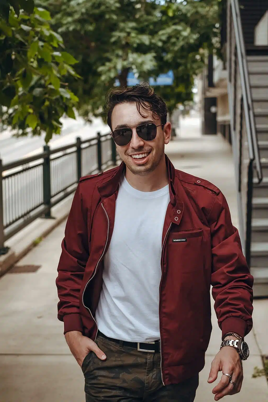 Red Jacket over White Tee