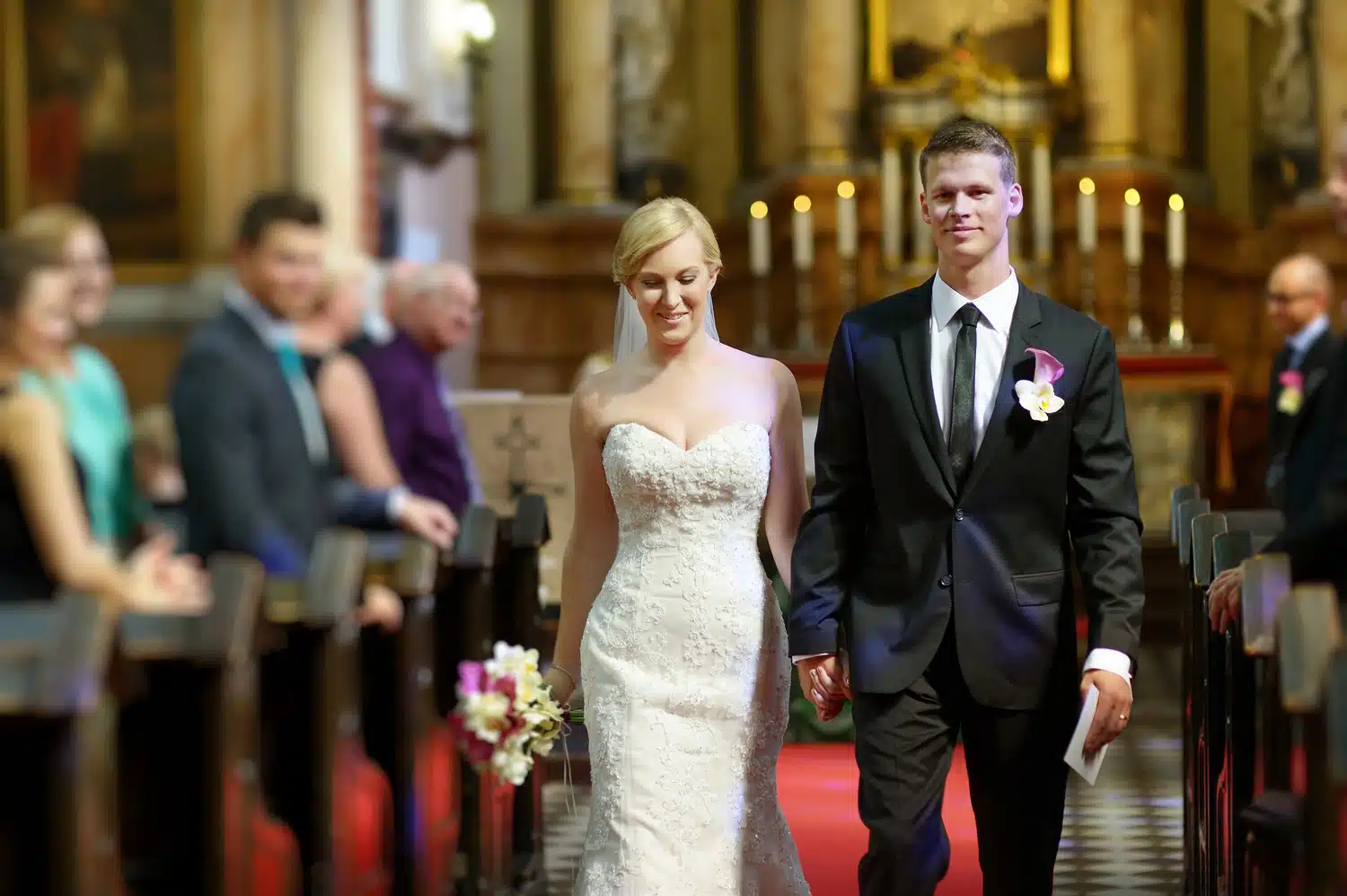 Bride and groom in a church