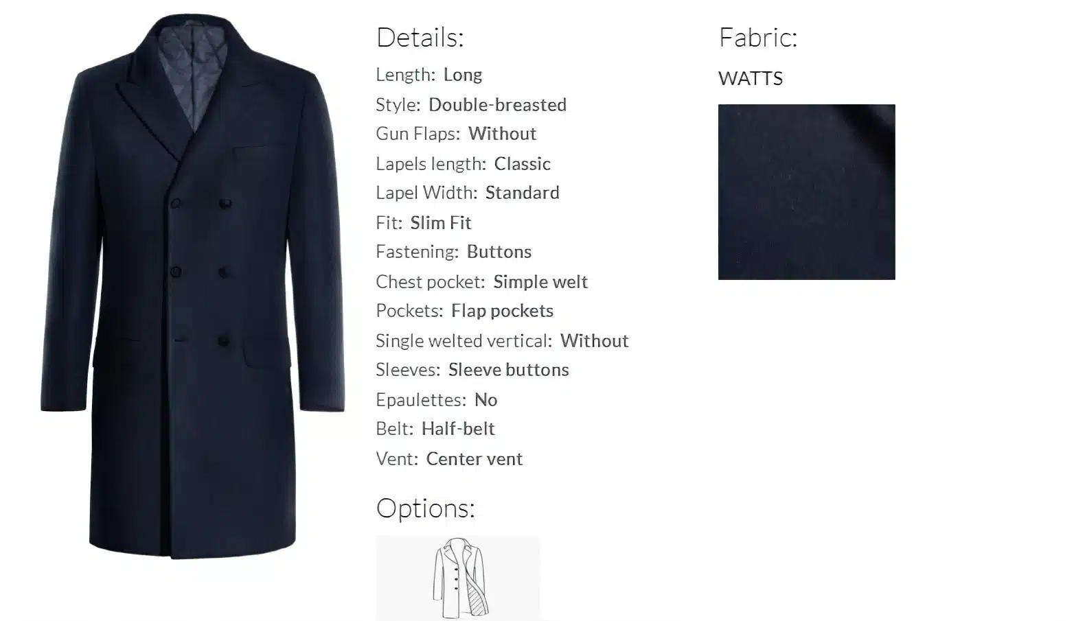 Hockerty custom overcoat order details