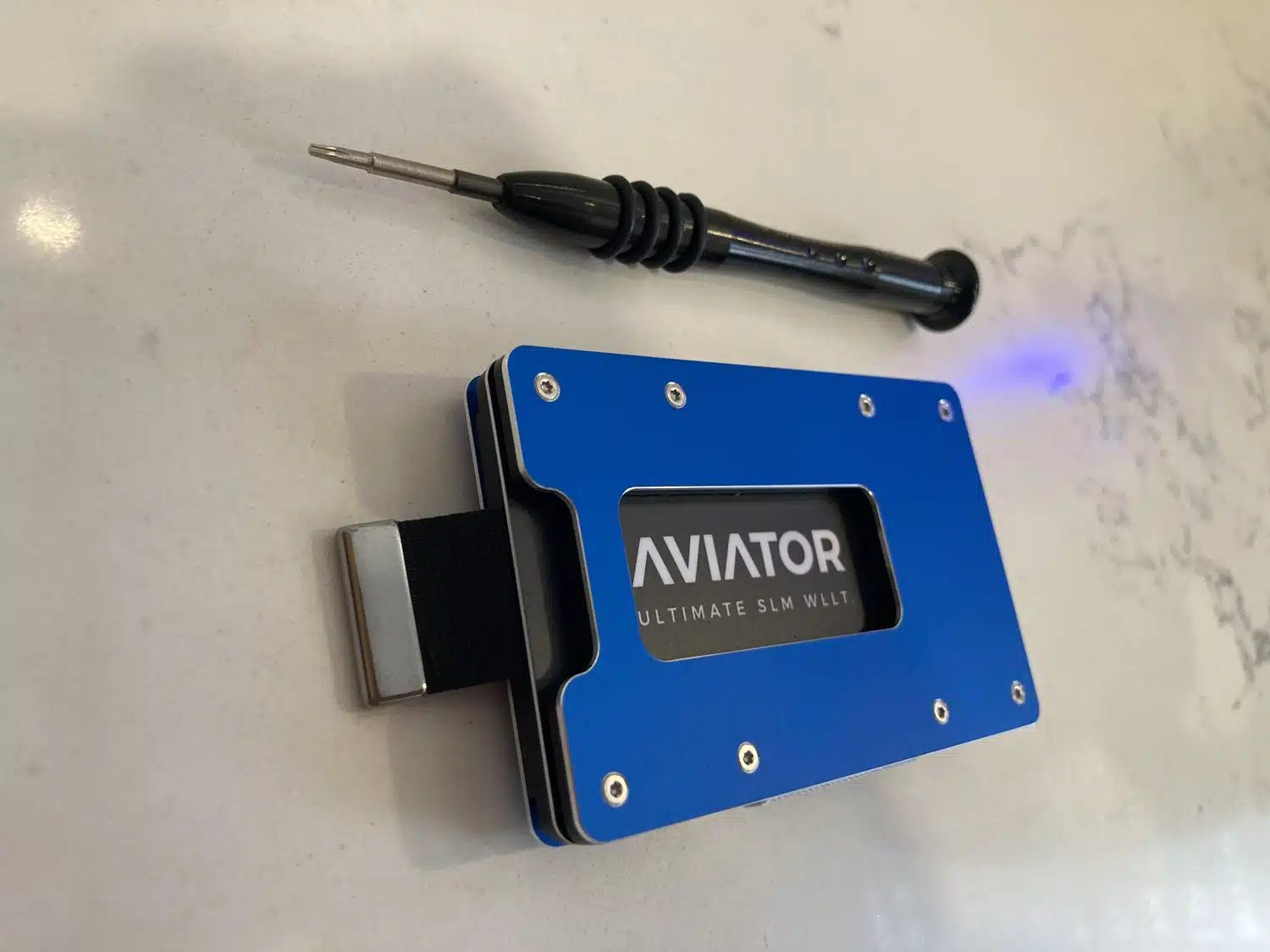 Aviator Slide Wallet with screwdriver