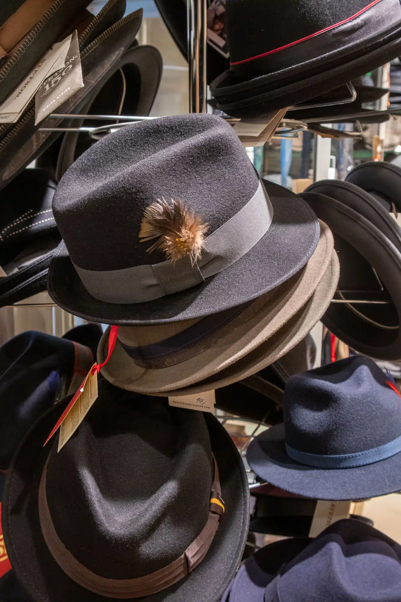 Trilby hat on display