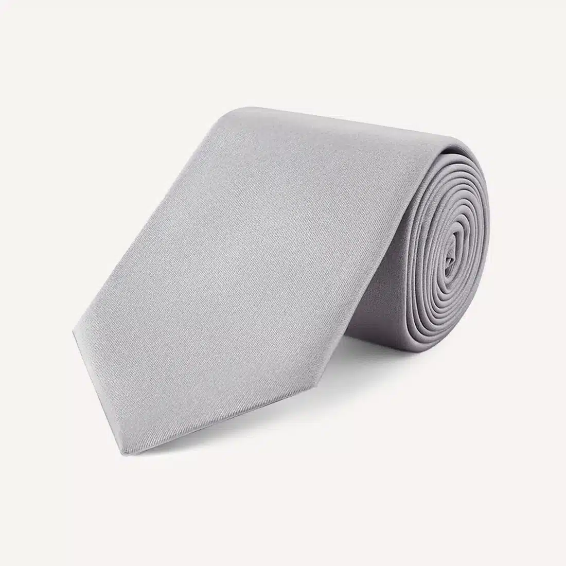 New and Lingwood Silver Classic Satin Silk Tie