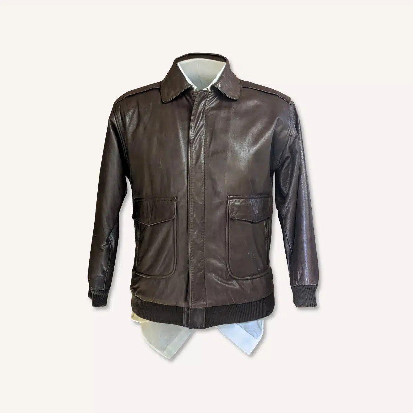 The Naked Man 1990s Vintage Mens Leather Bomber Jacket