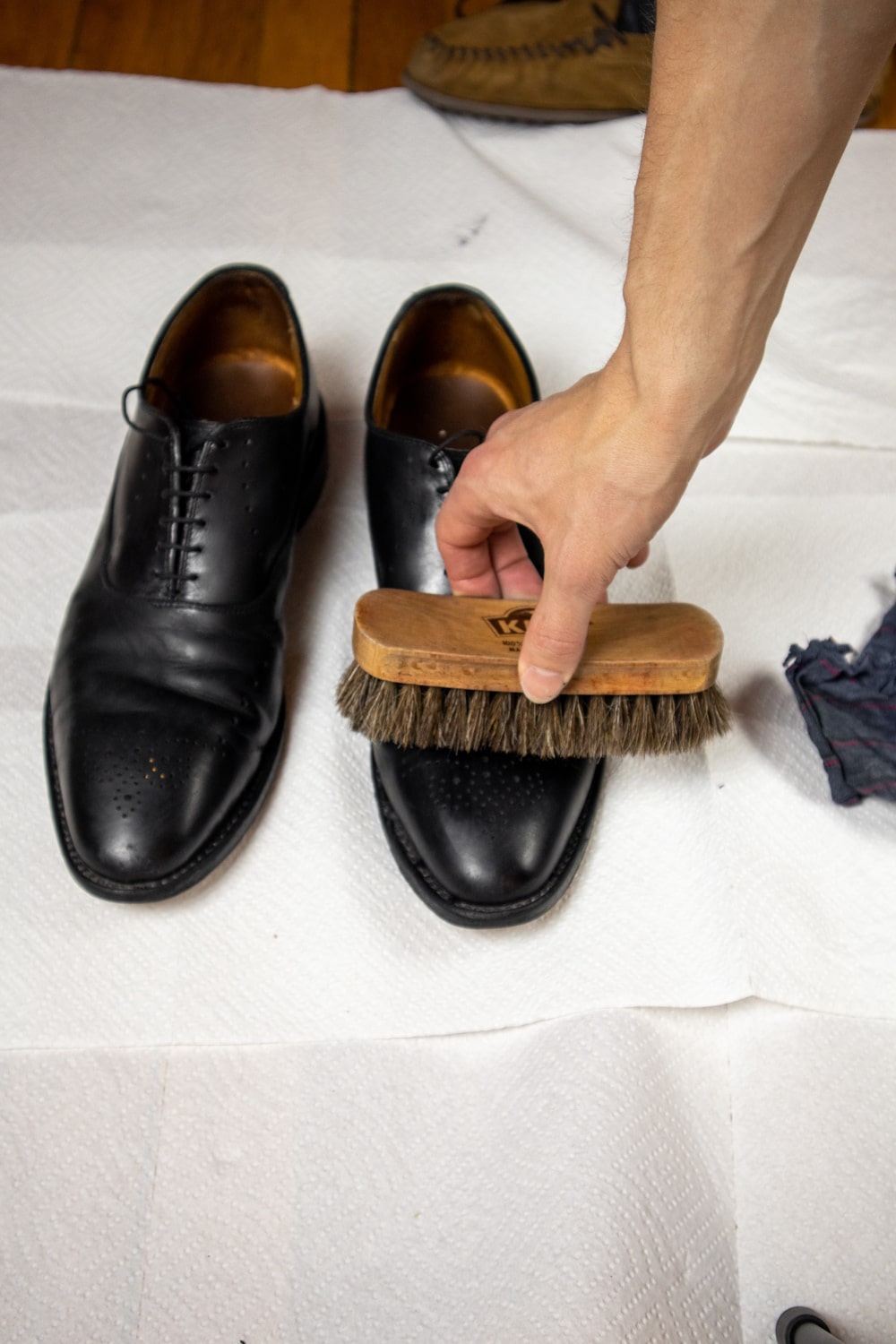 Brushing Black Dress Shoes