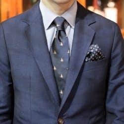 Oliver Wicks Navy Hopsack Suit and Suspenders