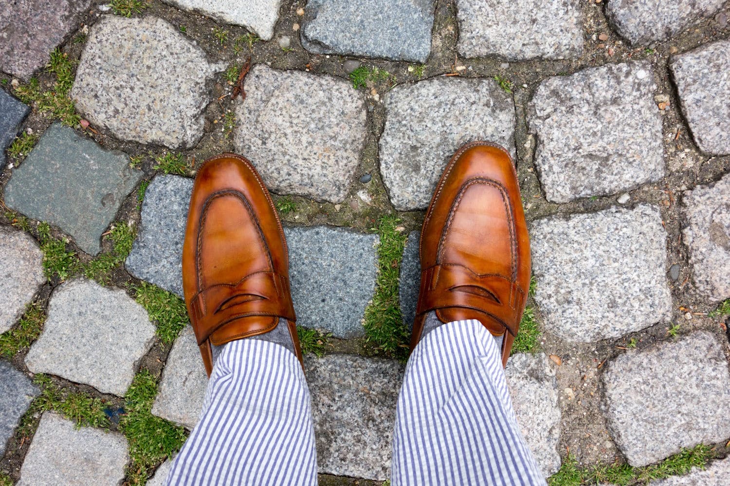 Brown Leather Shoes with Seersucker Suit