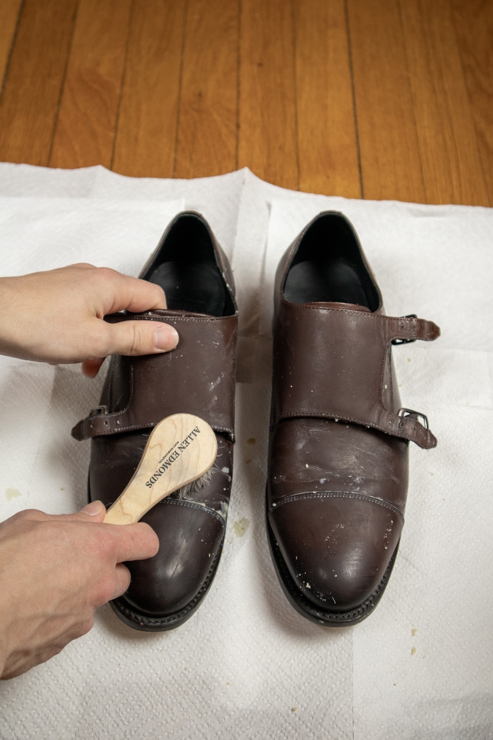 Brushing Double Monk Strap Dress Shoes
