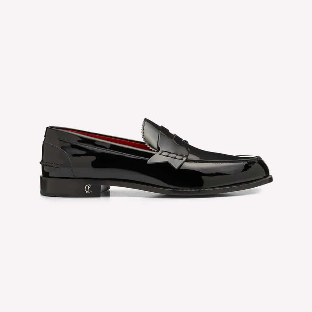 Christian Louboutin Mens No Penny Patent Leather Penny Loafers