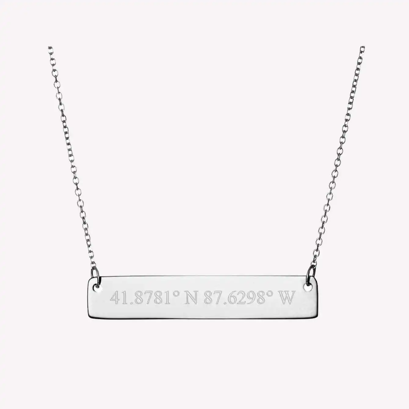 EVE'S ADDICTION - Custom Engraved Sterling Silver Coordinate Bar Necklace