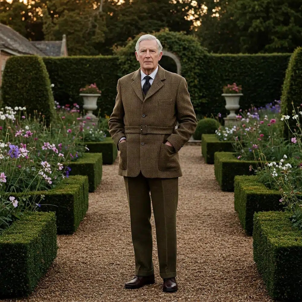 Classy Old Man in a Norfolk Jacket with hand in pockets