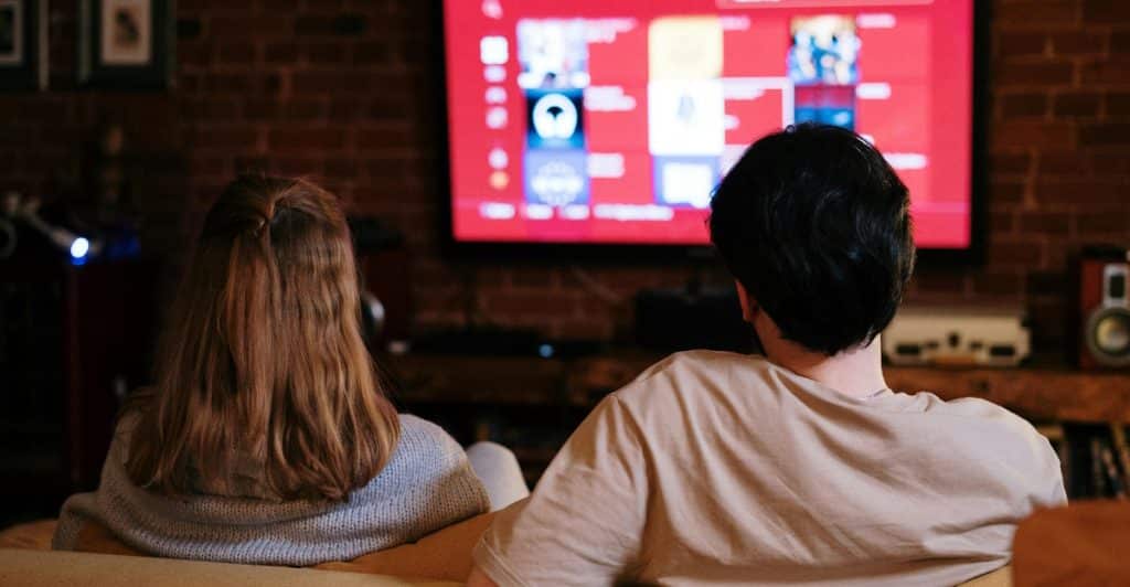 Couple watching television
