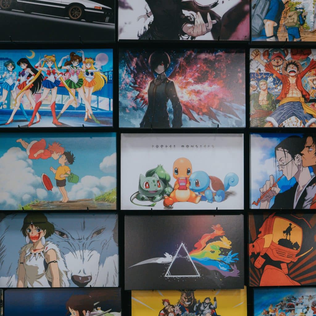 A grid of various anime series covers.