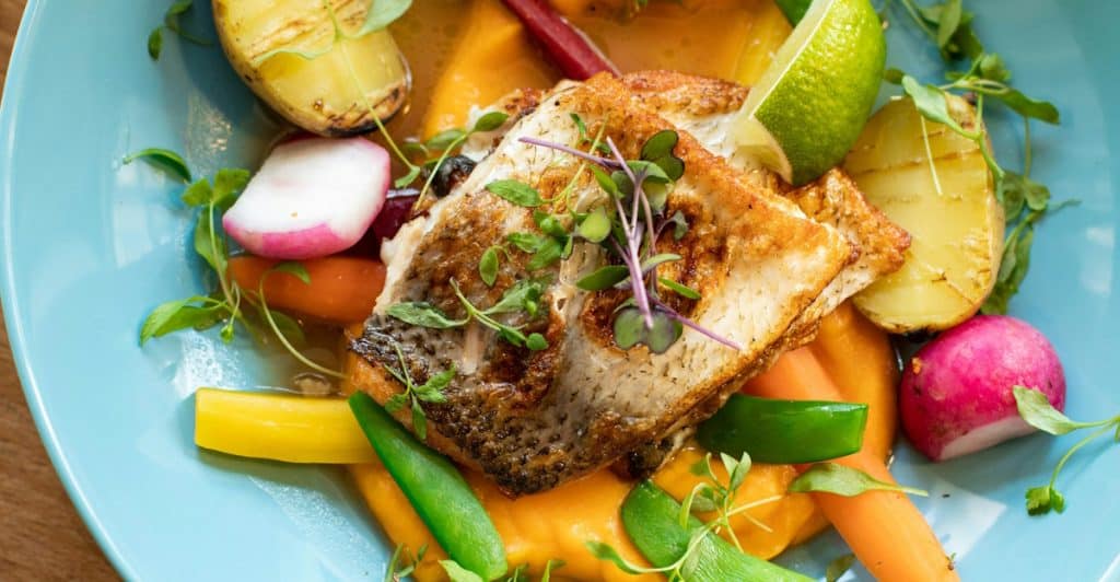 A close-up of a colorful and nutritious meal.