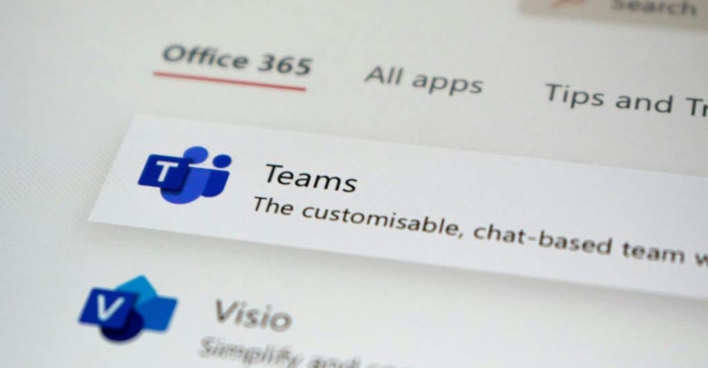 A screen displaying the Microsoft Teams icon and description within the Office 365 suite.
