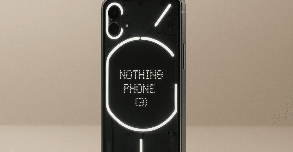 A studio shot of the Nothing Phone (3) showcasing its unique design.