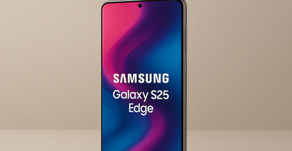 A close-up studio shot of the Samsung Galaxy S25 Edge.